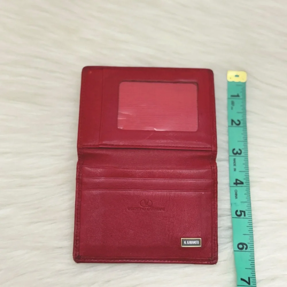VALENTINO GARAVANI - RED LEATHER BIFOLD CARDHOLDER WALLET CASE